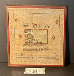 Antique 19th. Century Needlework Sampler Circa 1830s