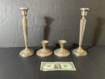4 Marked Sterling Candlesticks Weighted