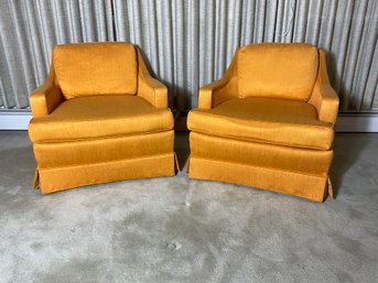 Pr. Drexel Mid Century Upholstered Club Chairs Original Upholstry