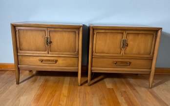 Pair Mid Century Drexel Meridian Bedside/ Sofaside /nightstand Cabinets