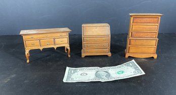 Trio Of Vintage Handmade Miniature Furniture