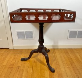 Rare Antique Mahogany Chippendale Gallery, Top Tip Table