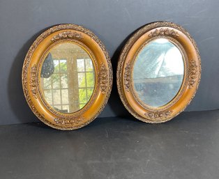 Pr. American Victorian Oval Gold Leaf Picture Frames/ Mirrors