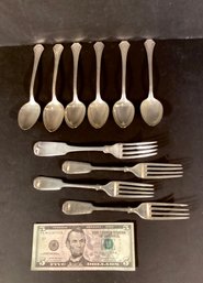 10 Antique Sterling Sliver Forks & Spoons #15