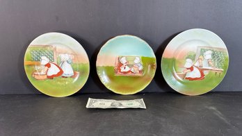 Trio Of Of Antique Royal Beyreuth Plates With Sun Bonnet, Babies