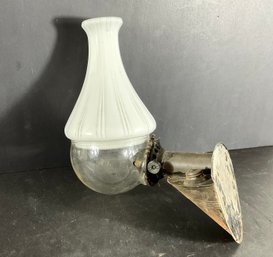 Antique Signed Angle Lamp Co. Wall Kerosene Oil Lamp