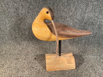 Vintage Hand Carved Curlew Shorebird Signed R.A.M.
