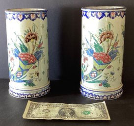 2 Antique Giel Vase With Botannical Design
