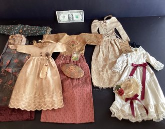 5 Handmade Primitive Doll & Animal Dresses Antique