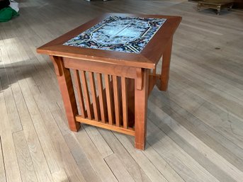 Cherry Arts & Crafts Style Tile Top Table.