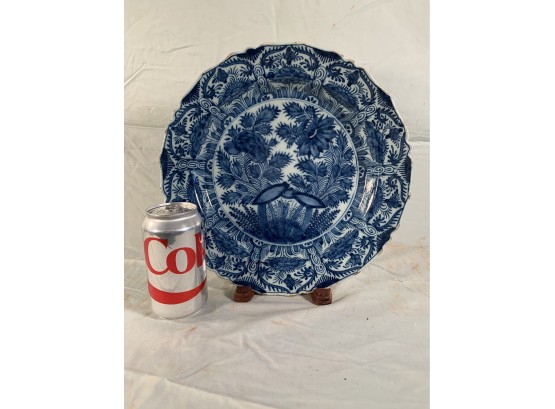 Antique C. 1770-1790 Delft Charger With Scalloped Edge