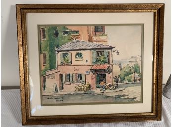 Vintage Watercolor Paris City Scene Artist Signed 'Paris Montmartre'