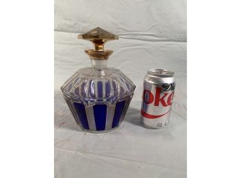 Great Moser Cobalt Cut To Clear Decorated Decanter