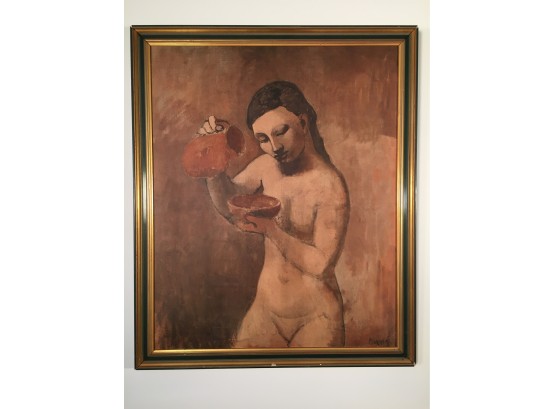Vintage Framed Reproduction Of Picasso's A Girl With A Jug
