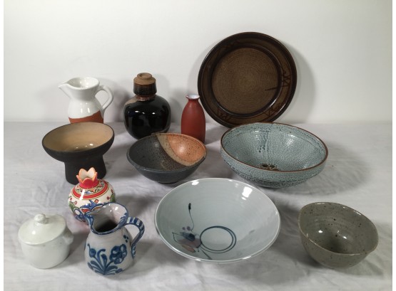 Lot Of 12 Pc. Contemporary Art Pottery And Ceramics
