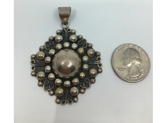 Vintage Taxco Mexico Sterling Silver 925 Symmetrical Pendant.