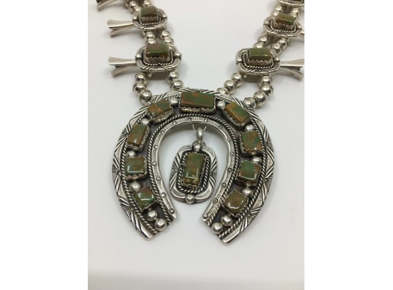 Beautiful Navajo Sterling Silver Squash Blossom Necklace By V. & N. Edsitty
