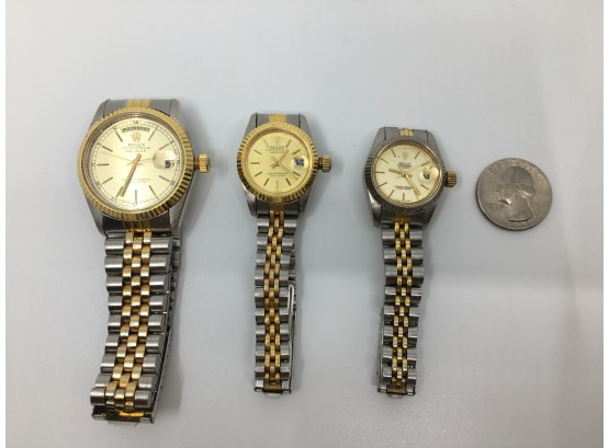 Lot Of Three  Rolex Replica Stainless Steel Watches