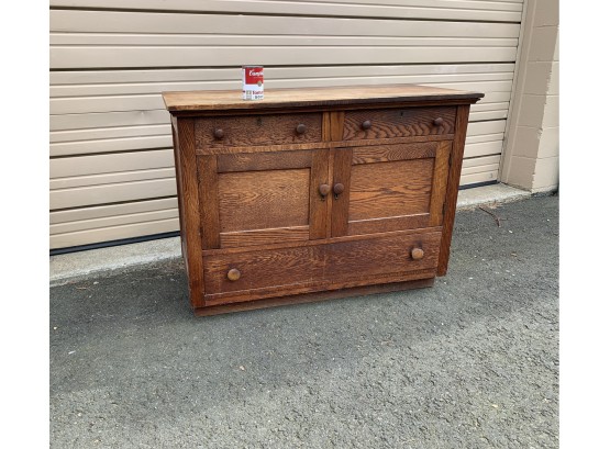 Antique Country Solid Oak Storage Cabinet