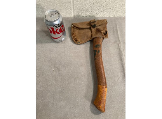Vintage Woodsman Hatchet With Military  Canvas Cover