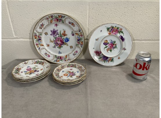 8 Piece Lot Of Bavarian Porcelain Tableware & 1 Pc. Dresden
