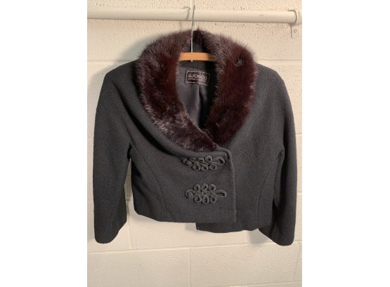 Vintage Wool And Fur Collar Bolero Jacket