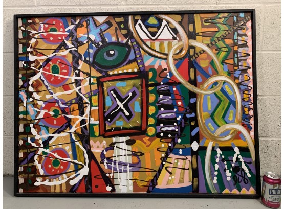 Modern Abstract Painting By Richard Outlaw Acrylic On Canvas 31” X 41”
