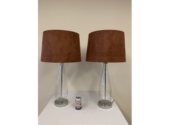 Contemporary Crystal Glass Lamps With Suede Shades