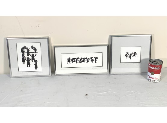 Lot Of 3 Marcia Guthrie Paper Cut Outs Framed