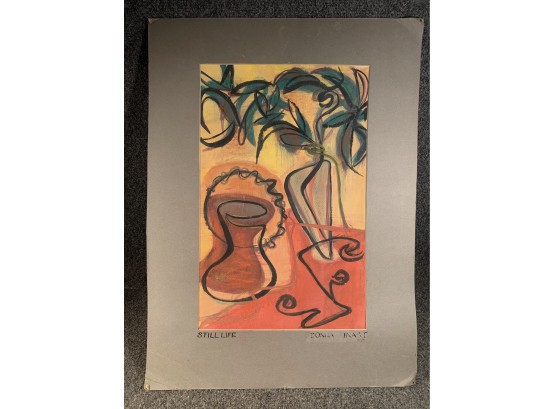 1950 Abstract Still Life Painting Signed Kinast