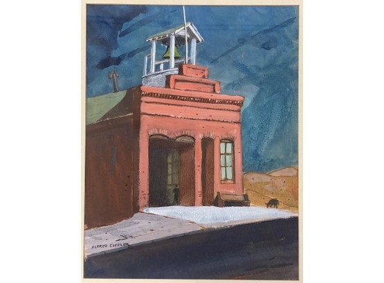 Alfred Eichler Gouache On Paper “The Old Firehouse”
