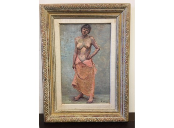 L. Ross Oil On Canvas Partial Nude Of Woman