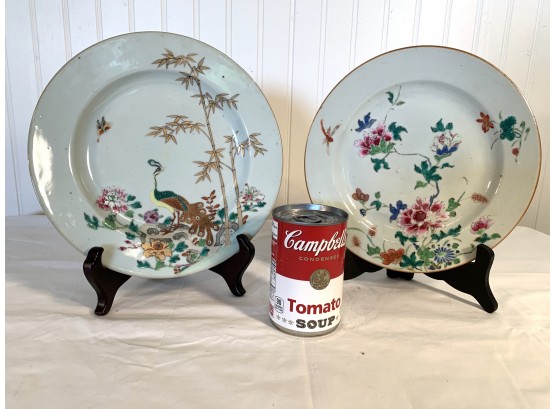 2 Antique Chinese Famile Rose Porcelain Plates