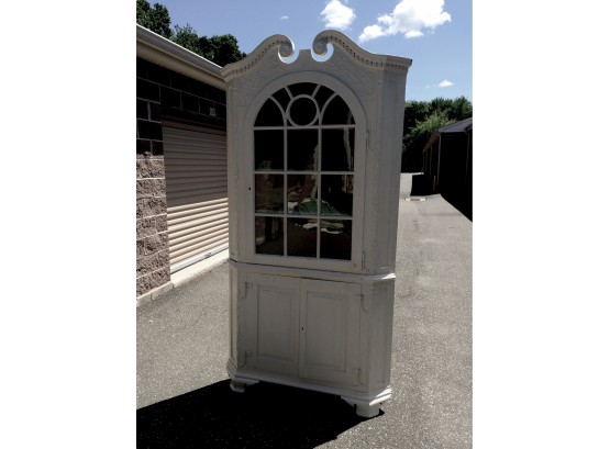 Antique American Architectural Corner Cabinet With Arch Top