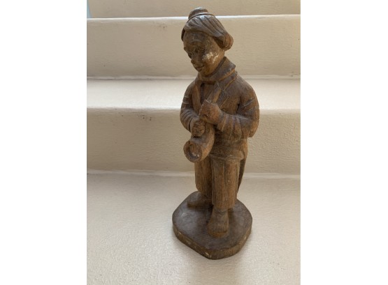 Vintage Carved Wood Figure Of A Young Boy