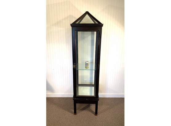 Unusual Antique Mission Style Pyramid Top Display Cabinet Original Glass.