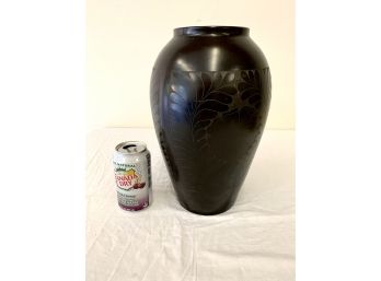 12” Vintage Early 1900’s Black Pottery 12” Vase South West