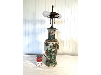 Antique Chinese Export Porcelain Famile Rose Vase/ Lamp