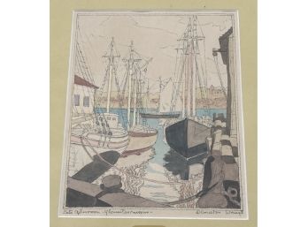 Coulton Waugh (Mass) Watercolor On Paper Titled, Safe Afternoon - Gloucester Harbor