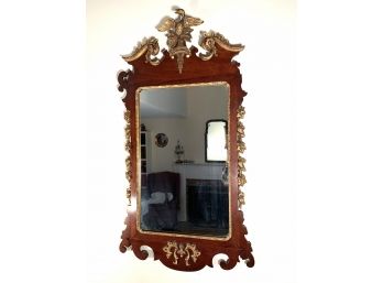 Vintage Chippendale Mirror With Crested  Eagle  Arch Top And Phoenix Pediment
