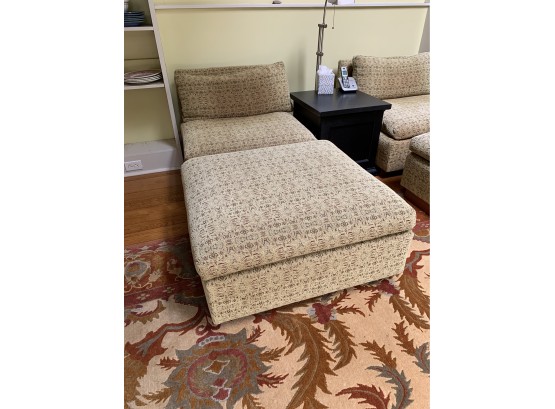 Milo Baughman Style Slipper Lounge Chair With Ottoman (B)