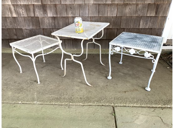 3 Vintage Outdoor Iron Side Tables