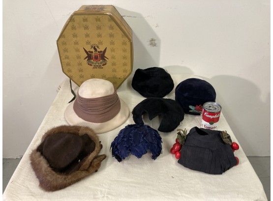 Lot Of 7 Vintage/Antique Hats And Knox Hat Box