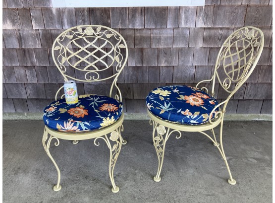 Pair CHANTILLY Pattern Vintage Woodard Iron Chairs