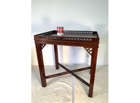 Vintage Solid Mahogany Chippendale Pierced Gallery Top Table