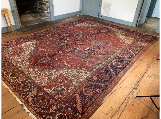 120” X 140” Semi-Antique Wool Heriz Carpet