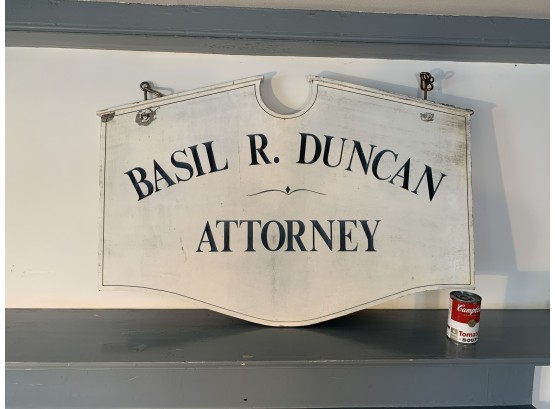Vintage Painted Guilford Sign Basil Duncan Attorney