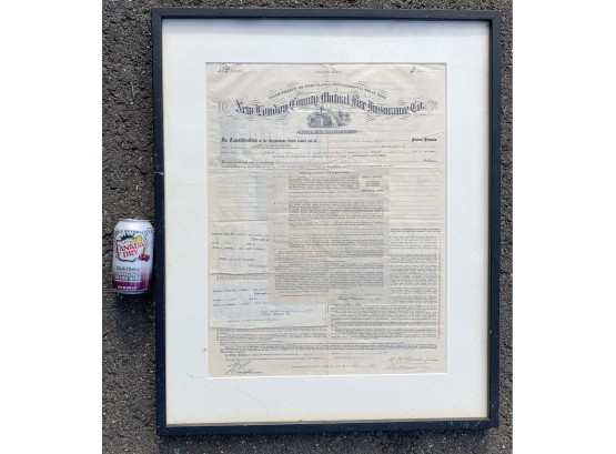 Framed New London County Mutual Fire Insurance Policy