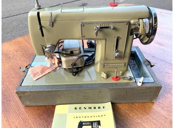 Collectible Vintage Kenmore  #46 Sewing Machine In Avacado