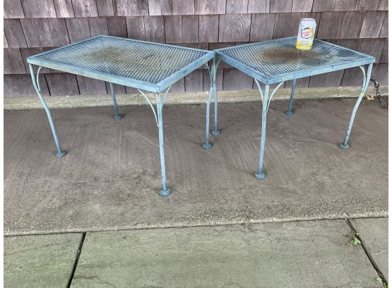 Pair Of Vintage Woodard Wrought Iron End Tables